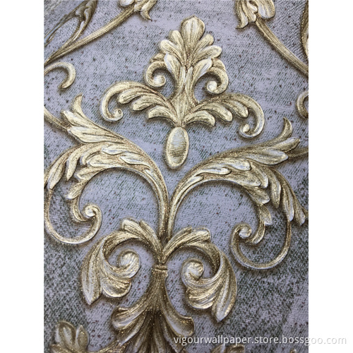 Waterproof New Classic PVC Embossed Damask Vinyl Wallpaper